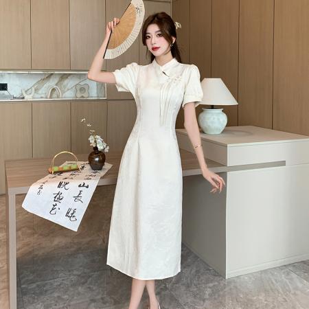 BY25111# 旗袍连衣裙女夏新款气质高级感独特温柔风复古新中式 服裝批發女裝批發服飾貨源