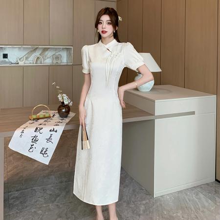 BY25111# 旗袍连衣裙女夏新款气质高级感独特温柔风复古新中式 服裝批發女裝批發服飾貨源