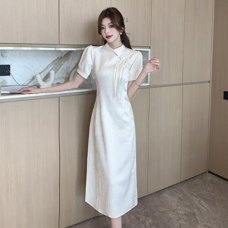 BY25111# 旗袍连衣裙女夏新款气质高级感独特温柔风复古新中式 服裝批發女裝批發服飾貨源