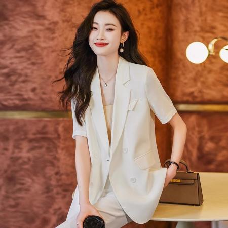 BY25231# 小个子短袖西装外套女士夏季薄款新款高级感休闲西服套装 服裝批發女裝批發服飾貨源