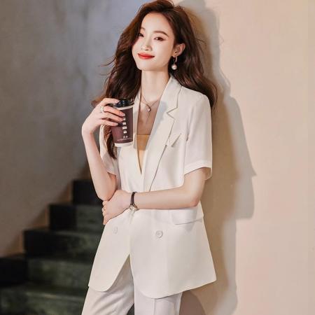 BY25231# 小个子短袖西装外套女士夏季薄款新款高级感休闲西服套装 服裝批發女裝批發服飾貨源