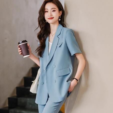 BY25231# 小个子短袖西装外套女士夏季薄款新款高级感休闲西服套装 服裝批發女裝批發服飾貨源