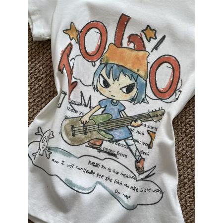 BY25273# 韩国新款纯棉-正肩短袖T恤女印花  服裝批發女裝批發服飾貨源