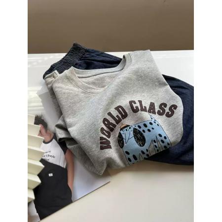 BY25274# 韩国新款纯棉-正肩短袖T恤女印花  服裝批發女裝批發服飾貨源