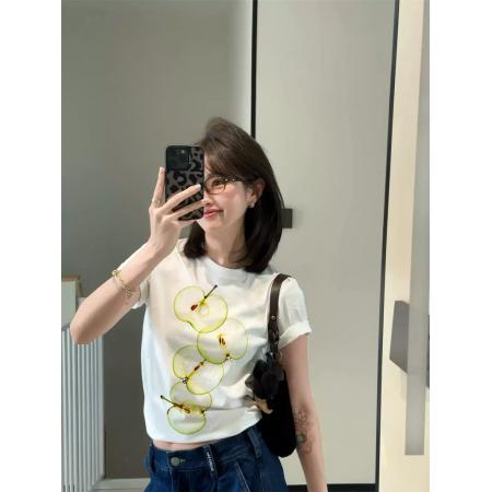 BY25275# 韩国外贸新款纯棉-正肩短袖T恤女印花  服裝批發女裝批發服飾貨源