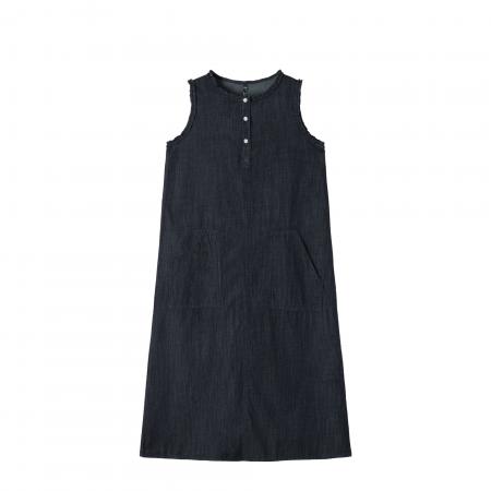 BY25358# 木耳边宽松无袖牛仔连衣裙女新款背心裙秋夏季穿搭裙子  服裝批發女裝批發服飾貨源