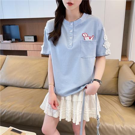 棉质短袖大码女装宽松上衣T恤女  服裝批發女裝批發服飾貨源
