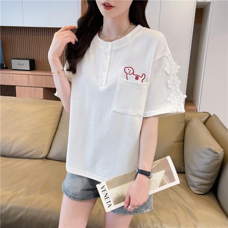 BY25367# 棉质短袖大码女装宽松上衣T恤女  服裝批發女裝批發服飾貨源