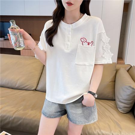 BY25367# 棉质短袖大码女装宽松上衣T恤女  服裝批發女裝批發服飾貨源