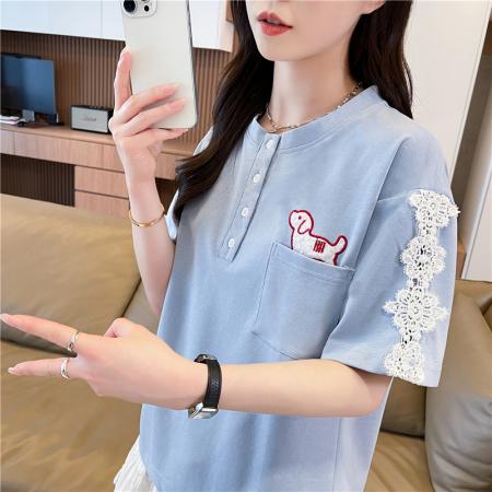 BY25367# 棉质短袖大码女装宽松上衣T恤女  服裝批發女裝批發服飾貨源