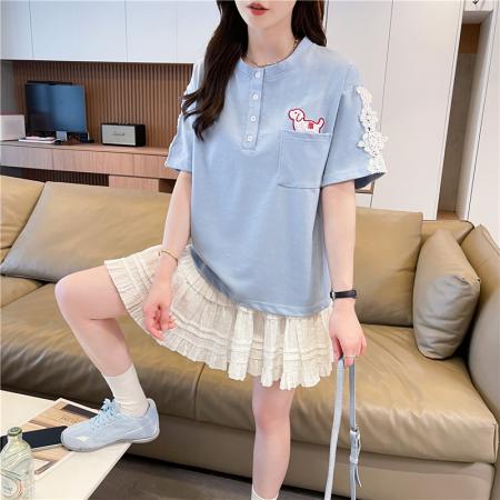 BY25367# 棉质短袖大码女装宽松上衣T恤女  服裝批發女裝批發服飾貨源