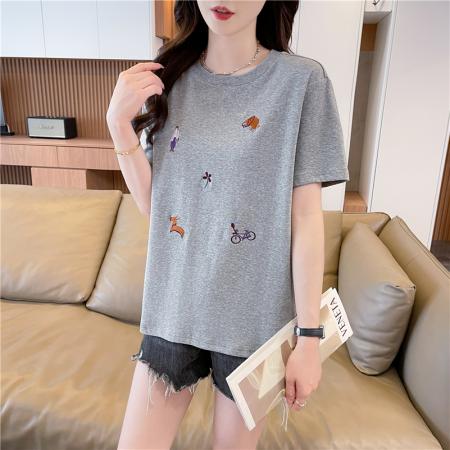 炸街抖音质量原版辅料棉质短袖t恤女潮新款上衣大码女装  服裝批發女裝批發服飾貨源