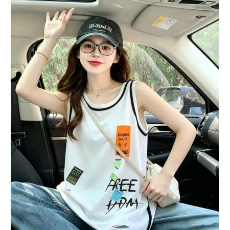 棉大码女装破洞无袖背心t恤女新款夏季上衣  服裝批發女裝批發服飾貨源