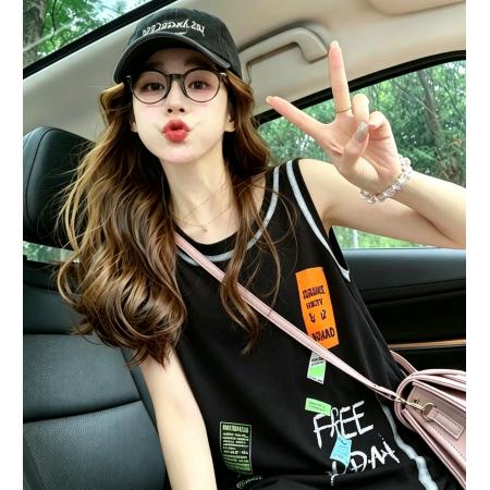 BY25376# 棉大码女装破洞无袖背心t恤女新款夏季上衣  服裝批發女裝批發服飾貨源
