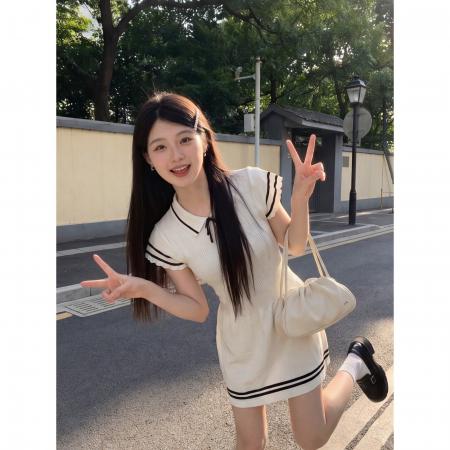 纯欲风恋夏告白学院海军风小飞袖...