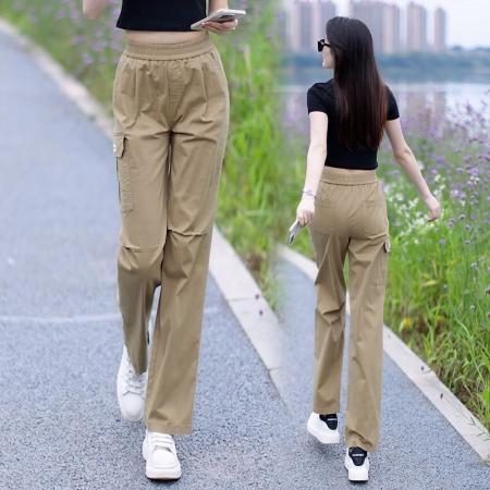 骑兵斜工装裤女韩版显瘦窄版直筒...