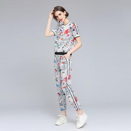 BY25425# -运动服套装女夏季新款时尚洋气减龄时髦休闲两件套  服裝批發女裝批發服飾貨源