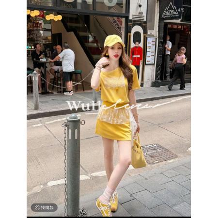 BY25465# Wu11原创夏季莱赛尔拼接蕾丝斜肩上衣+半身裙两件套汉服LJD03231  服裝批發女裝批發服飾貨源
