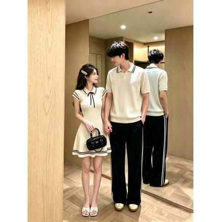 BY25507# 情侣装学院风夏季小众设计感修身POLO衫连衣裙 服裝批發女裝批發服飾貨源