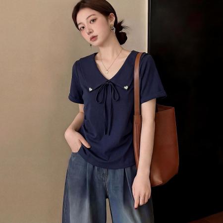 BY25544# 夏季新款韩版短袖T恤女设计感 服裝批發女裝批發服飾貨源