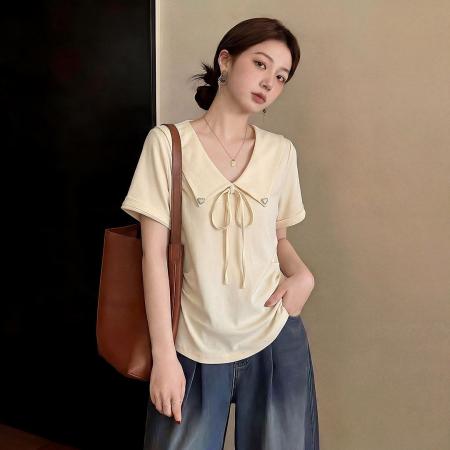 BY25544# 夏季新款韩版短袖T恤女设计感 服裝批發女裝批發服飾貨源