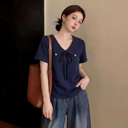 BY25544# 夏季新款韩版短袖T恤女设计感 服裝批發女裝批發服飾貨源