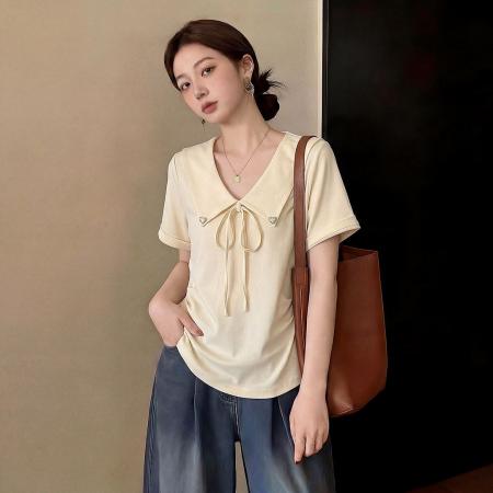 BY25544# 夏季新款韩版短袖T恤女设计感 服裝批發女裝批發服飾貨源