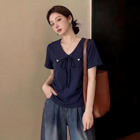 BY25544# 夏季新款韩版短袖T恤女设计感 服裝批發女裝批發服飾貨源