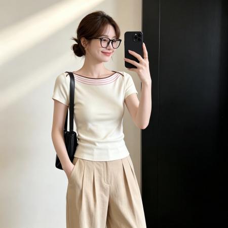 BY25546# 夏季新款韩版短袖T恤女设计感 服裝批發女裝批發服飾貨源