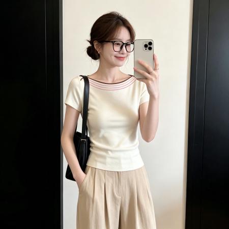BY25546# 夏季新款韩版短袖T恤女设计感 服裝批發女裝批發服飾貨源