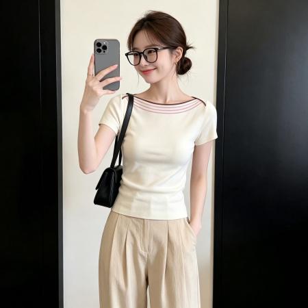 BY25546# 夏季新款韩版短袖T恤女设计感 服裝批發女裝批發服飾貨源