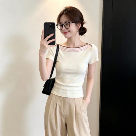 BY25546# 夏季新款韩版短袖T恤女设计感 服裝批發女裝批發服飾貨源