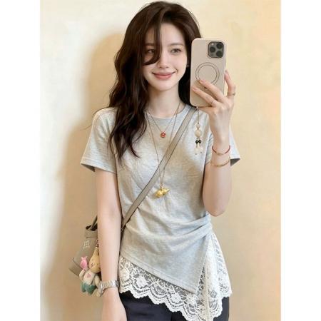 BY25548# 夏季新款韩版短袖T恤女设计感 服裝批發女裝批發服飾貨源