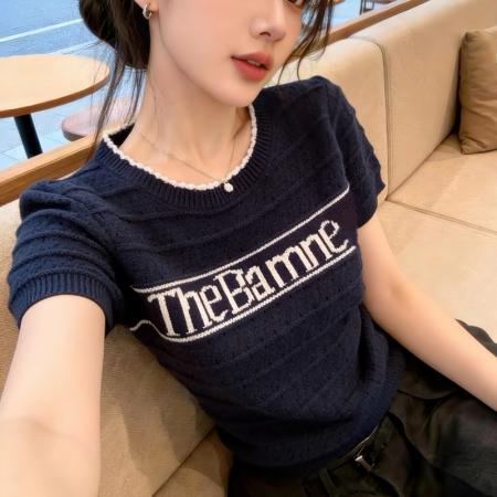BY25549# 镂空短袖针织衫女夏季新款修身显瘦别致百搭短款上衣 服裝批發女裝批發服飾貨源