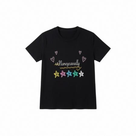 BY25609# 韩版正肩黑色短袖t恤女新款夏季设计感小众修身显瘦上衣 服裝批發女裝批發服飾貨源