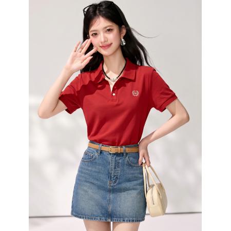 BY25613# 短袖polo领衬衫女夏新款韩版宽松上衣百搭显瘦休闲衬衣 服裝批發女裝批發服飾貨源
