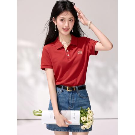 BY25613# 短袖polo领衬衫女夏新款韩版宽松上衣百搭显瘦休闲衬衣 服裝批發女裝批發服飾貨源
