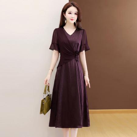 BY25642# 夏季新款大码短袖连衣裙假两件显瘦遮肚 服裝批發女裝批發服飾貨源