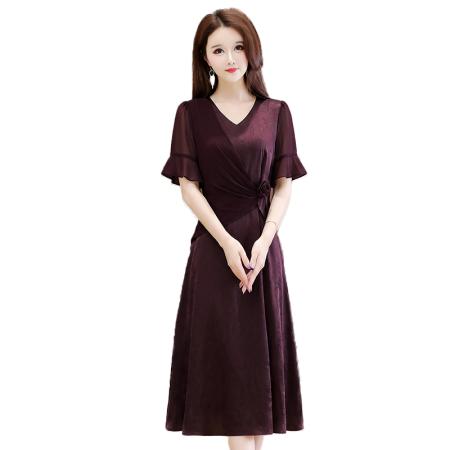 BY25642# 夏季新款大码短袖连衣裙假两件显瘦遮肚 服裝批發女裝批發服飾貨源