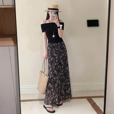 BY25716# 温柔风碎花半身裙女夏季新款薄款高腰显瘦绝美鱼尾包臀裙 服裝批發女裝批發服飾貨源