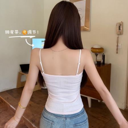 BY25769# 蕾丝拼接系带吊带背心女夏季修身美背外穿设计感辣妹内搭上衣 服裝批發女裝批發服飾貨源