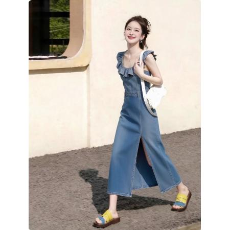 BY25799# 女装时尚清冷感大方得体新中式经典温柔百搭今夏季新款牛仔连衣裙 服裝批發女裝批發服飾貨源