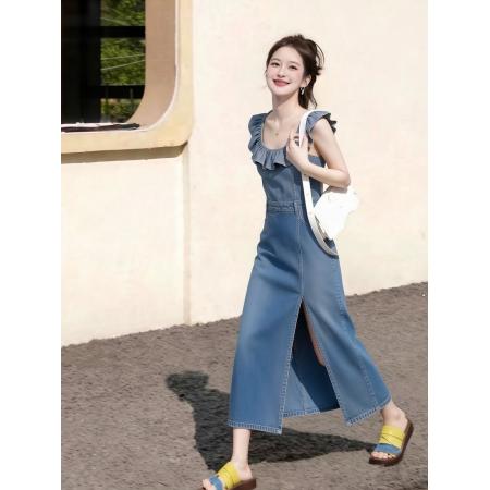 BY25799# 女装时尚清冷感大方得体新中式经典温柔百搭今夏季新款牛仔连衣裙 服裝批發女裝批發服飾貨源