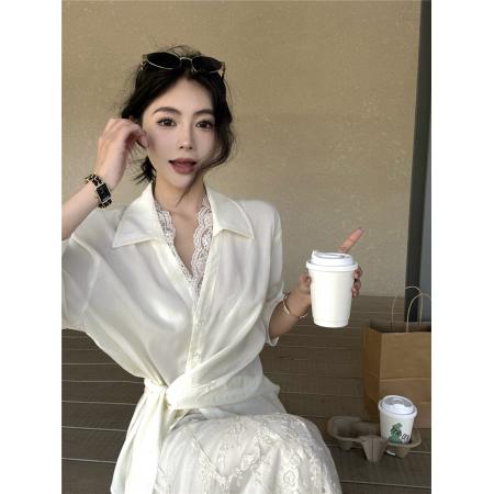 BY25844# 宽松长袖防晒衬衫+重工刺绣半身裙长裙女两件套 服裝批發女裝批發服飾貨源