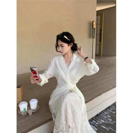 BY25844# 宽松长袖防晒衬衫+重工刺绣半身裙长裙女两件套 服裝批發女裝批發服飾貨源
