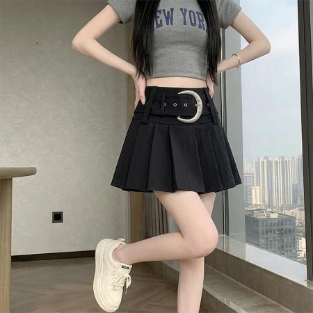 BY25873# 夏季新款显瘦百搭设计感低腰辣妹百褶牛仔a字短裙 服裝批發女裝批發服飾貨源
