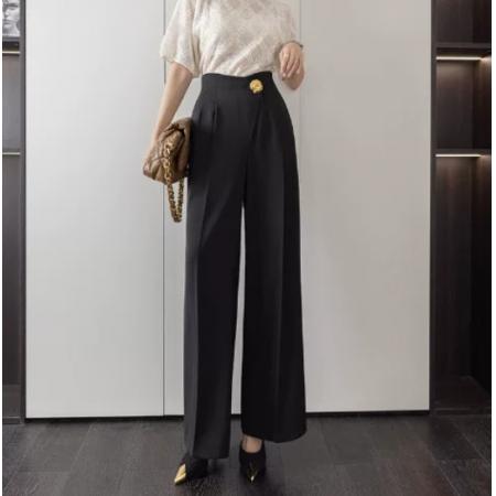 FA56975# 设计感西装阔腿裤子女长裤春秋季新款垂感直筒宽松高腰拖地裤