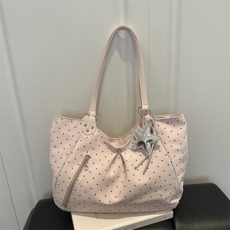 TJ2356# 2026新款波点托特包女韩系单肩包大容量通勤腋下包时尚百搭手提包