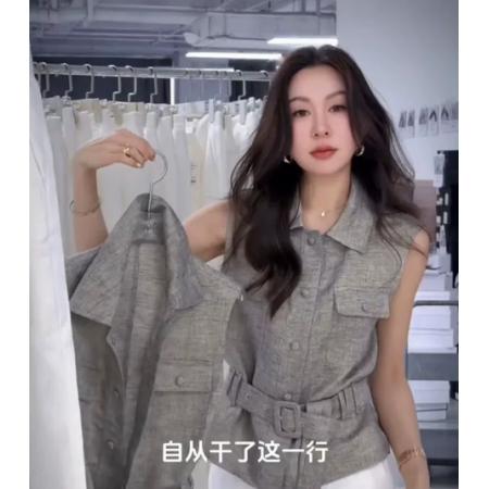 FA57117# 夏新款时尚活力感温柔甜美系高级感千金名媛风收腰衬衫马甲